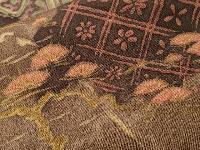 平和屋着物■上質な小紋　切嵌吉祥花文　鬼しぼ縮緬　正絹　逸品　CABL3743ev