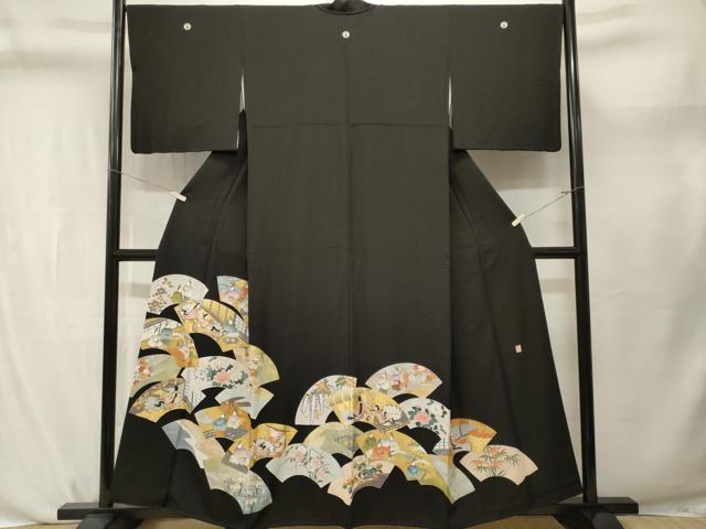 平和屋着物■豪華黒留袖　作家物　地紙重ね人物風景文　金彩　正絹　逸品　CABL3744ev