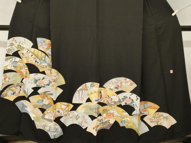 平和屋着物■豪華黒留袖　作家物　地紙重ね人物風景文　金彩　正絹　逸品　CABL3744ev
