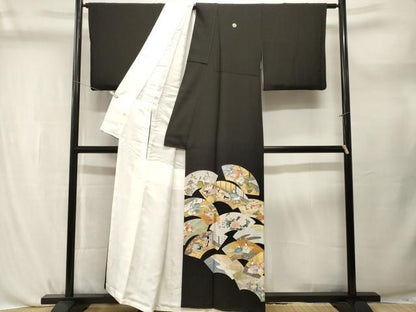 平和屋着物■豪華黒留袖　作家物　地紙重ね人物風景文　金彩　正絹　逸品　CABL3744ev