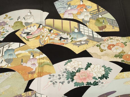 平和屋着物■豪華黒留袖　作家物　地紙重ね人物風景文　金彩　正絹　逸品　CABL3744ev