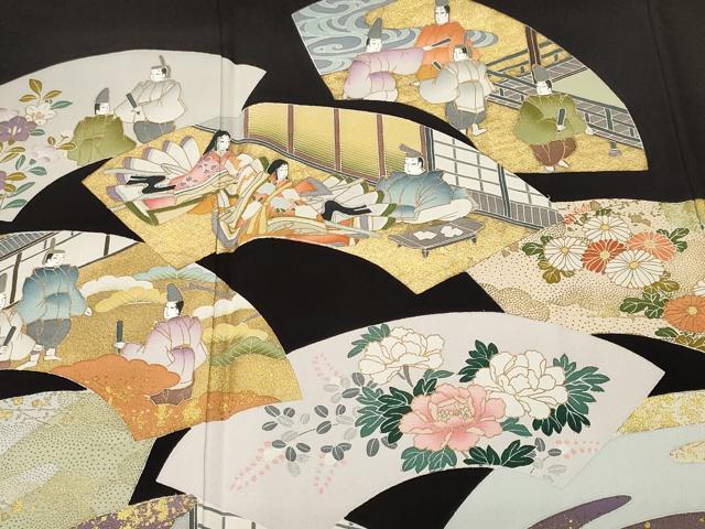 平和屋着物■豪華黒留袖　作家物　地紙重ね人物風景文　金彩　正絹　逸品　CABL3744ev