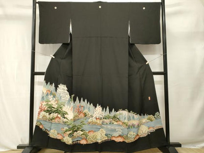 平和屋着物■本加賀友禅作家　北村比呂志　黒留袖　御所解文　正絹　逸品　CABL3747ev