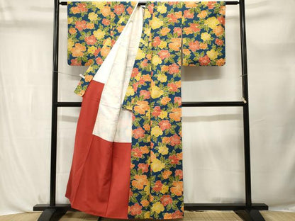 平和屋着物■上質な紬　舞花文　正絹　逸品　CABL3748ev