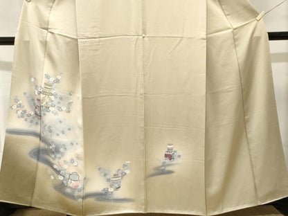 平和屋着物■豪華黒留袖　陶器更紗花鳥流水枝花文　暈し染め　金彩　正絹　逸品　CABL3749ev
