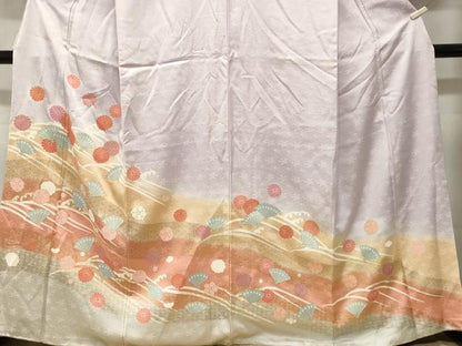 平和屋着物■訪問着　立波檜扇舞花文　暈し染め　金彩　正絹　逸品　CABL3751ev