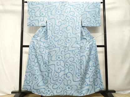 平和屋着物■上質な小紋　総絞り　花唐草文　正絹　逸品　CABL3755ev