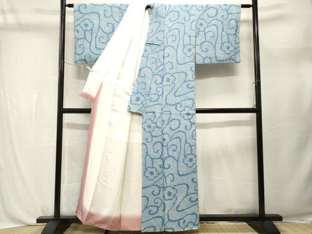 平和屋着物■上質な小紋　総絞り　花唐草文　正絹　逸品　CABL3755ev