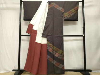 平和屋着物■訪問着　刺繍　菱文　正絹　逸品　CABL3758ev