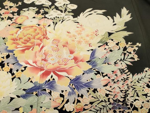 平和屋着物■豪華黒留袖　作家物　乱菊　枝梅花文　金彩　正絹　逸品　CABL3759ev