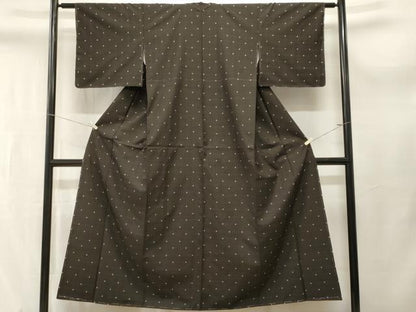 平和屋着物■上質な紬　格子柄　正絹　逸品　CABL3761ev