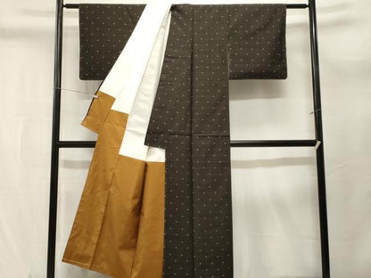 平和屋着物■上質な紬　格子柄　正絹　逸品　CABL3761ev