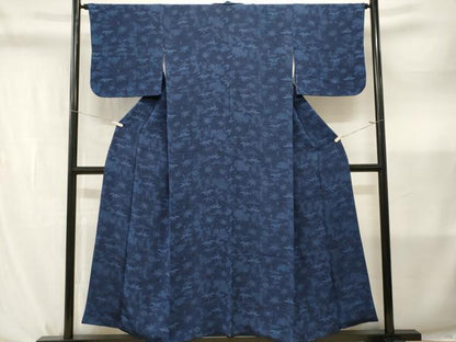 平和屋着物■上質な小紋　笹花文　鬼しぼ縮緬　正絹　逸品　CABL3766ev