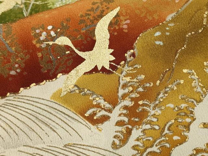 平和屋着物■豪華黒留袖　駒刺繍　立波飛鶴樹林文　金彩　正絹　逸品　CABL3767ev