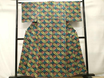 平和屋着物■上質な小紋　総絞り　青海波文　正絹　逸品　CABL3768ev