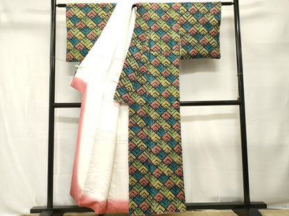 平和屋着物■上質な小紋　総絞り　青海波文　正絹　逸品　CABL3768ev