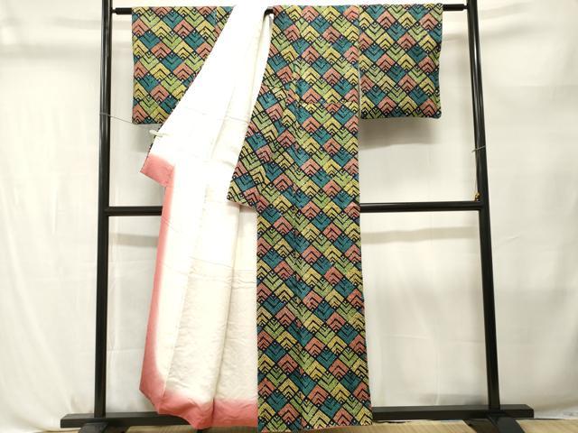 平和屋着物■上質な小紋　総絞り　青海波文　正絹　逸品　CABL3768ev
