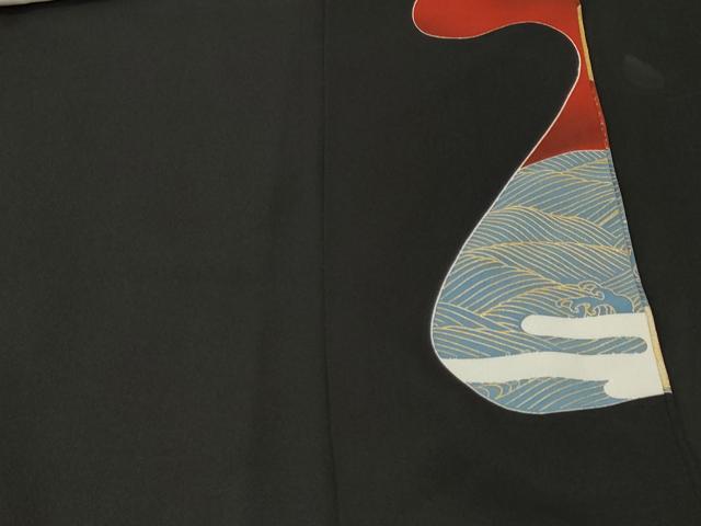 平和屋着物■豪華黒留袖　作家物　刺繍　流水片輪車扇面花文　暈し染め　金銀彩　正絹　逸品　CABL3769ev
