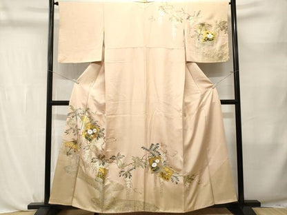平和屋着物■訪問着　色紙重ね　流水蔦の葉花文　藤花房　暈し染め　金彩　正絹　逸品　CABL3774ev