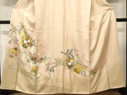平和屋着物■訪問着　色紙重ね　流水蔦の葉花文　藤花房　暈し染め　金彩　正絹　逸品　CABL3774ev
