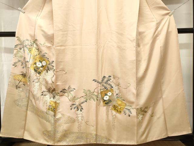 平和屋着物■訪問着　色紙重ね　流水蔦の葉花文　藤花房　暈し染め　金彩　正絹　逸品　CABL3774ev