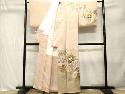 平和屋着物■訪問着　色紙重ね　流水蔦の葉花文　藤花房　暈し染め　金彩　正絹　逸品　CABL3774ev