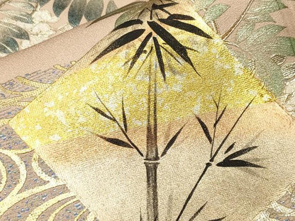 平和屋着物■訪問着　色紙重ね　流水蔦の葉花文　藤花房　暈し染め　金彩　正絹　逸品　CABL3774ev