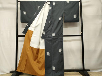 平和屋着物■上質な紬　色紙重ね文　正絹　逸品　CABL3775ev