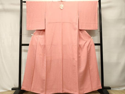 平和屋着物■上質な色無地　霞地紋　紅梅色　正絹　逸品　CABL3776ev