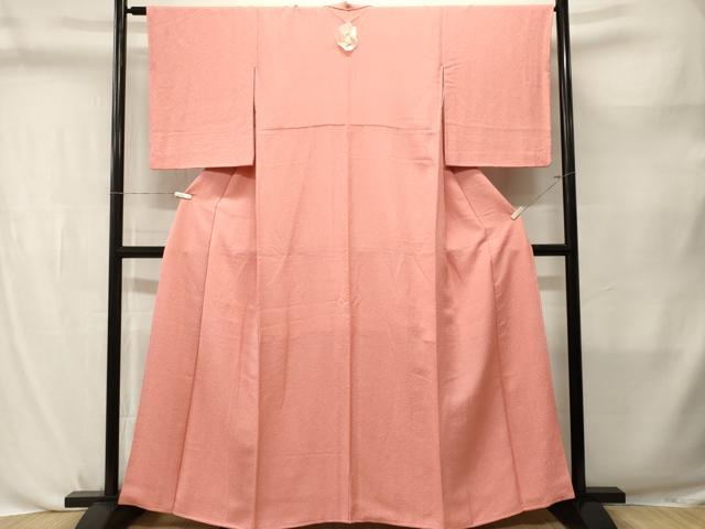 平和屋着物■上質な色無地　霞地紋　紅梅色　正絹　逸品　CABL3776ev