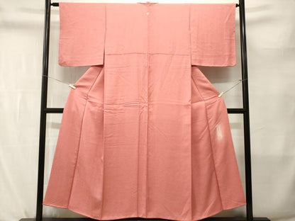 平和屋着物■上質な色無地　作家物　花尽くし地紋　甚三紅色　正絹　逸品　CABL3778ev