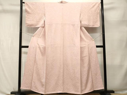 平和屋着物■上質な色無地　桧垣地紋　薄桜色　正絹　逸品　CABL3779ev