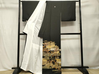 平和屋着物■豪華黒留袖　人物風景文　金銀彩　正絹　逸品　CABL3782ev