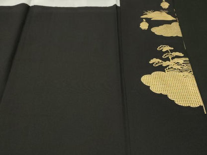 平和屋着物■豪華黒留袖　人物風景文　金銀彩　正絹　逸品　CABL3782ev