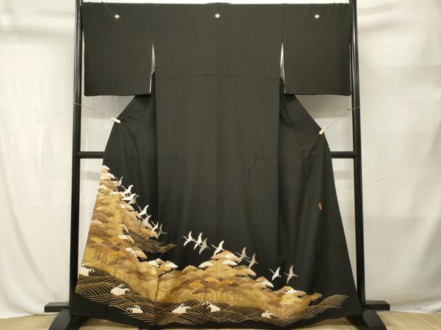 平和屋着物■豪華黒留袖　作家物　波松飛鶴文　金銀彩　鈴乃屋扱い　正絹　逸品　CABL3784ev