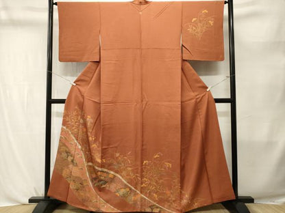 平和屋着物■訪問着　扇面飛鶴枝花文　金銀彩　正絹　逸品　CABL3787ev