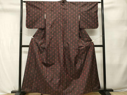 平和屋着物■本場大島紬　麻の葉文様　黒地　正絹　逸品　CABL3790ev