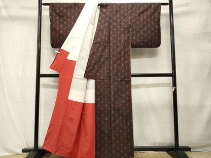 平和屋着物■本場大島紬　麻の葉文様　黒地　正絹　逸品　CABL3790ev