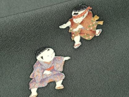 平和屋着物■上質な小紋　童子遊び　正絹　逸品　CABL3792ev