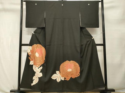 平和屋着物■豪華黒留袖　駒刺繍　乱菊　金彩　正絹　逸品　CABL3794ev