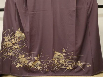 平和屋着物■豪華色留袖　駒刺繍　南天　群鶴花文　金銀彩　正絹　逸品　CABL3801ev