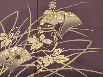 平和屋着物■豪華色留袖　駒刺繍　南天　群鶴花文　金銀彩　正絹　逸品　CABL3801ev