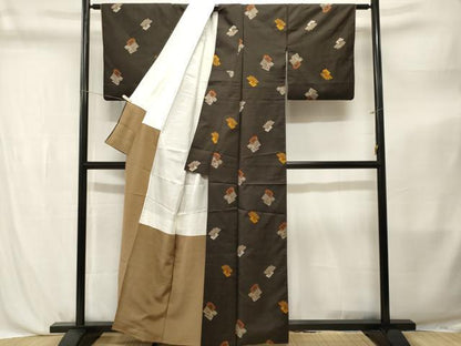 平和屋着物■本場大島紬　割り込み絣　地空き　幾何学花文　正絹　逸品　CABL3803ev