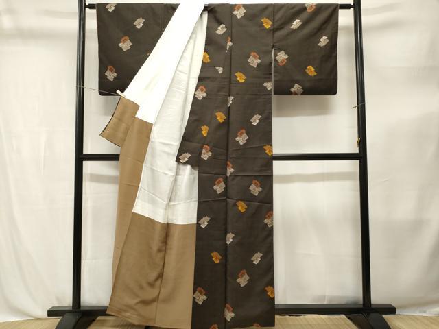 平和屋着物■本場大島紬　割り込み絣　地空き　幾何学花文　正絹　逸品　CABL3803ev