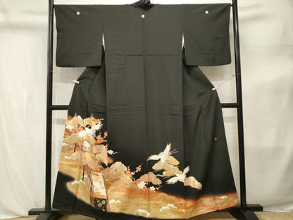 平和屋着物■豪華黒留袖　作家物　浜松渡り橋飛鶴文　暈し染め　金彩　正絹　逸品　CABL3804ev