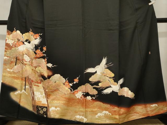 平和屋着物■豪華黒留袖　作家物　浜松渡り橋飛鶴文　暈し染め　金彩　正絹　逸品　CABL3804ev