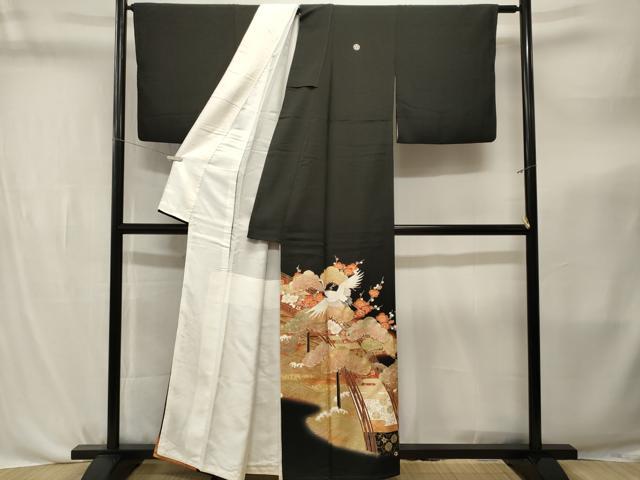 平和屋着物■豪華黒留袖　作家物　浜松渡り橋飛鶴文　暈し染め　金彩　正絹　逸品　CABL3804ev