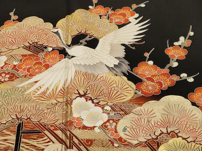 平和屋着物■豪華黒留袖　作家物　浜松渡り橋飛鶴文　暈し染め　金彩　正絹　逸品　CABL3804ev