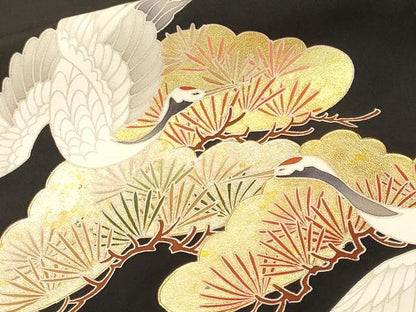 平和屋着物■豪華黒留袖　作家物　浜松渡り橋飛鶴文　暈し染め　金彩　正絹　逸品　CABL3804ev