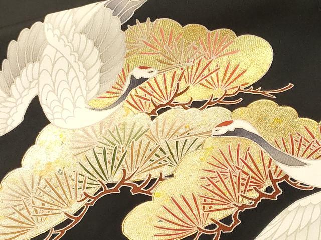平和屋着物■豪華黒留袖　作家物　浜松渡り橋飛鶴文　暈し染め　金彩　正絹　逸品　CABL3804ev